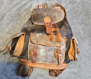 Rustic Leather and Fur Backpack